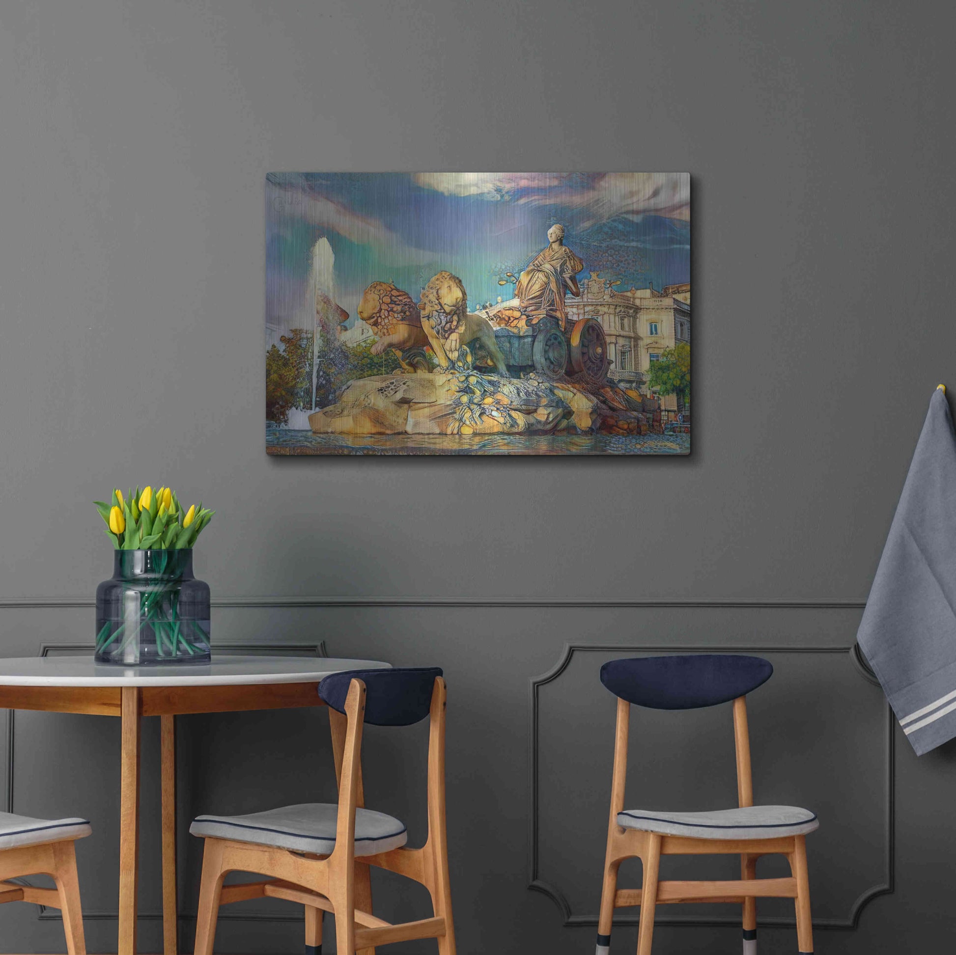 Luxe Metal Art 'Madrid Spain Cibeles Fountain' by Pedro Gavidia, Metal Wall Art,36x24