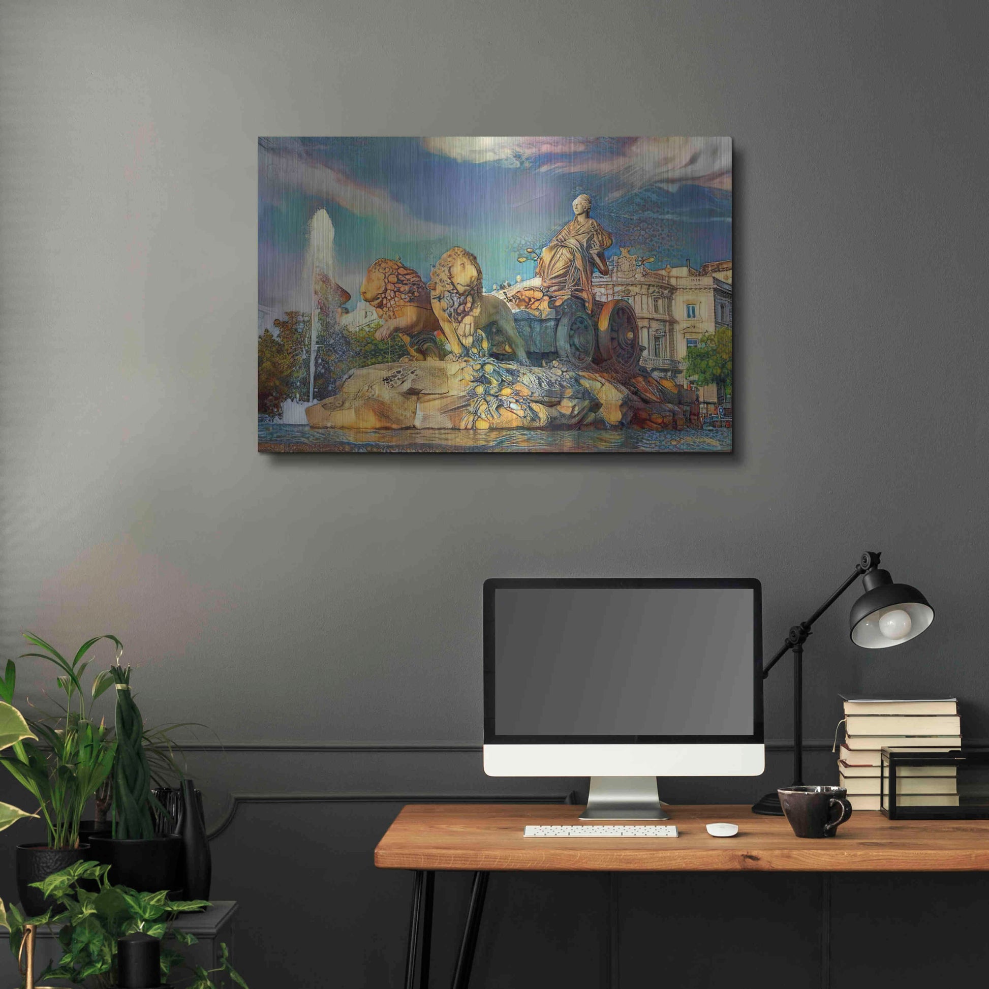 Luxe Metal Art 'Madrid Spain Cibeles Fountain' by Pedro Gavidia, Metal Wall Art,36x24