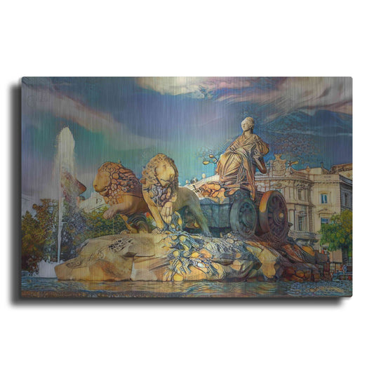 Luxe Metal Art 'Madrid Spain Cibeles Fountain' by Pedro Gavidia, Metal Wall Art