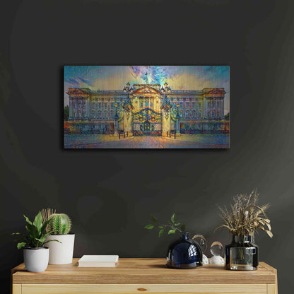 Luxe Metal Art 'London England Buckingham Palace' by Pedro Gavidia, Metal Wall Art,24x12