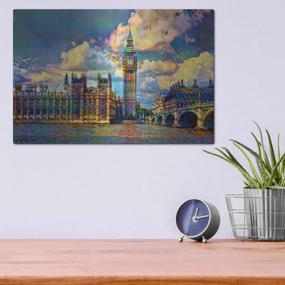 Luxe Metal Art 'London England Big Ben and Parliament' by Pedro Gavidia, Metal Wall Art,16x12