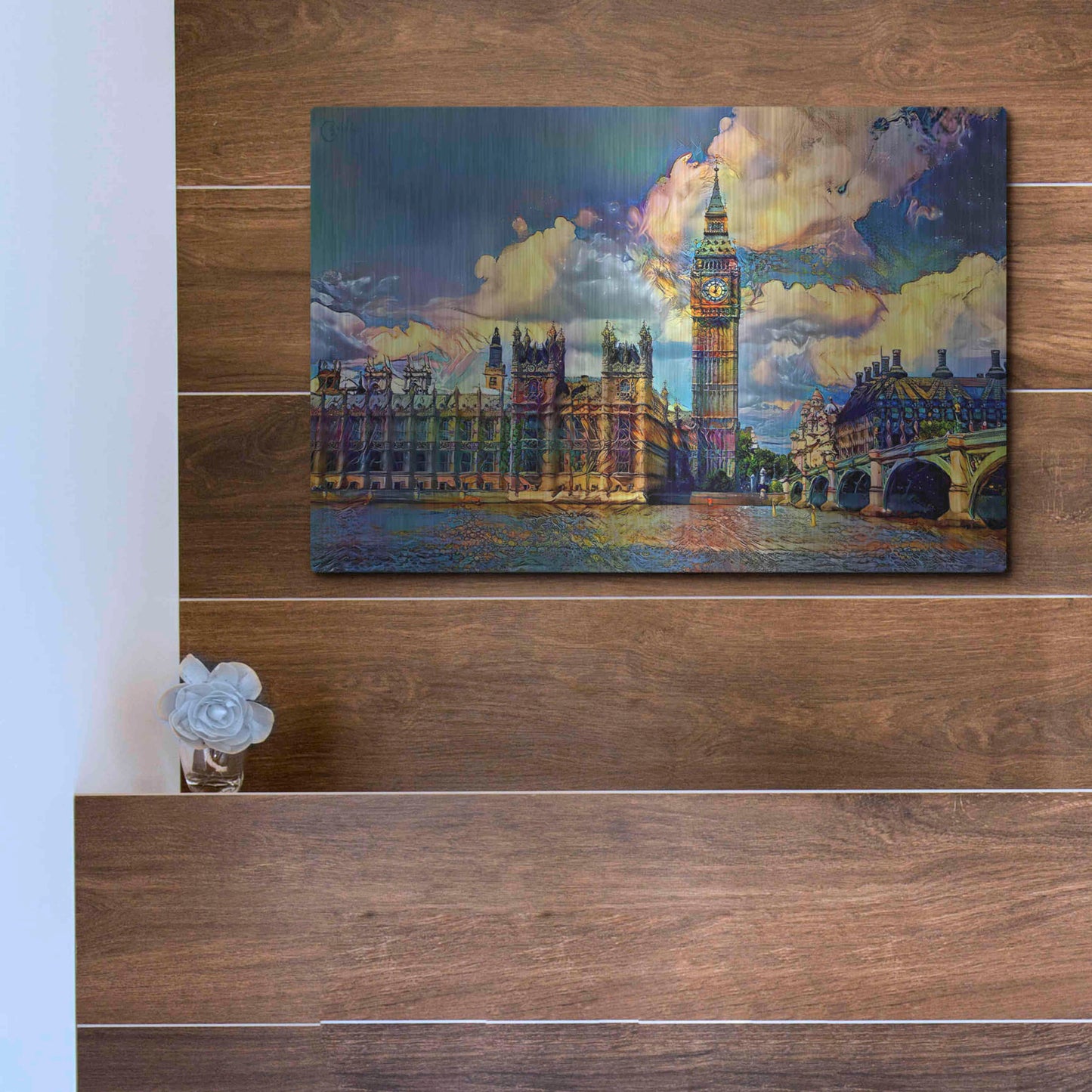 Luxe Metal Art 'London England Big Ben and Parliament' by Pedro Gavidia, Metal Wall Art,16x12