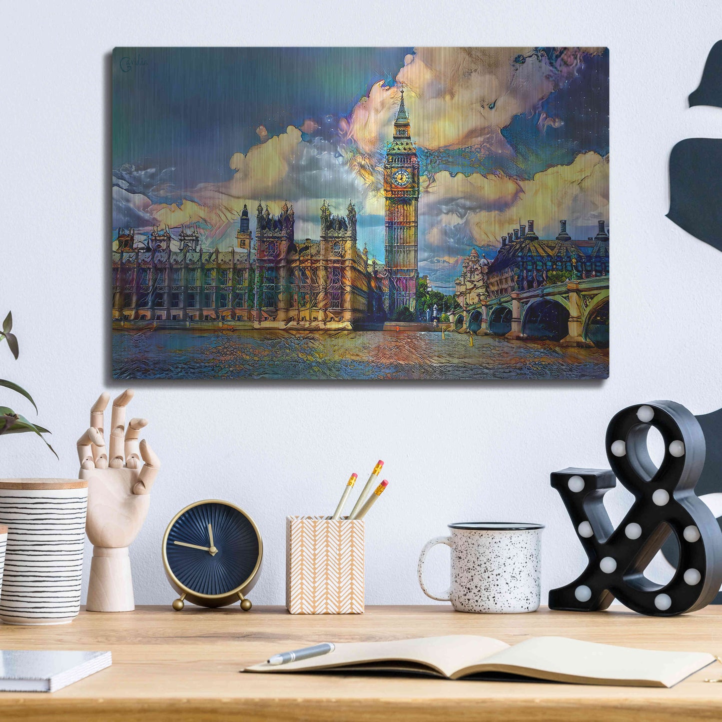 Luxe Metal Art 'London England Big Ben and Parliament' by Pedro Gavidia, Metal Wall Art,16x12