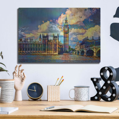 Luxe Metal Art 'London England Big Ben and Parliament' by Pedro Gavidia, Metal Wall Art,16x12