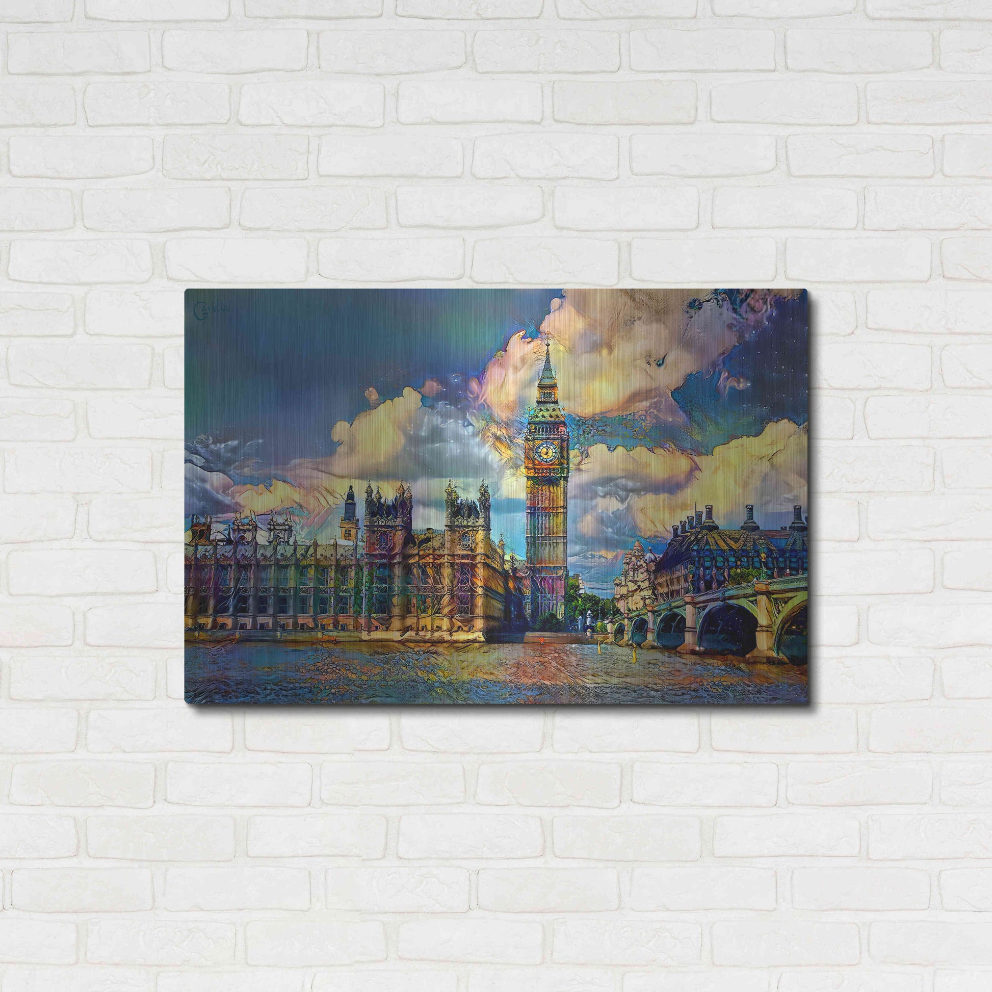 Luxe Metal Art 'London England Big Ben and Parliament' by Pedro Gavidia, Metal Wall Art,36x24