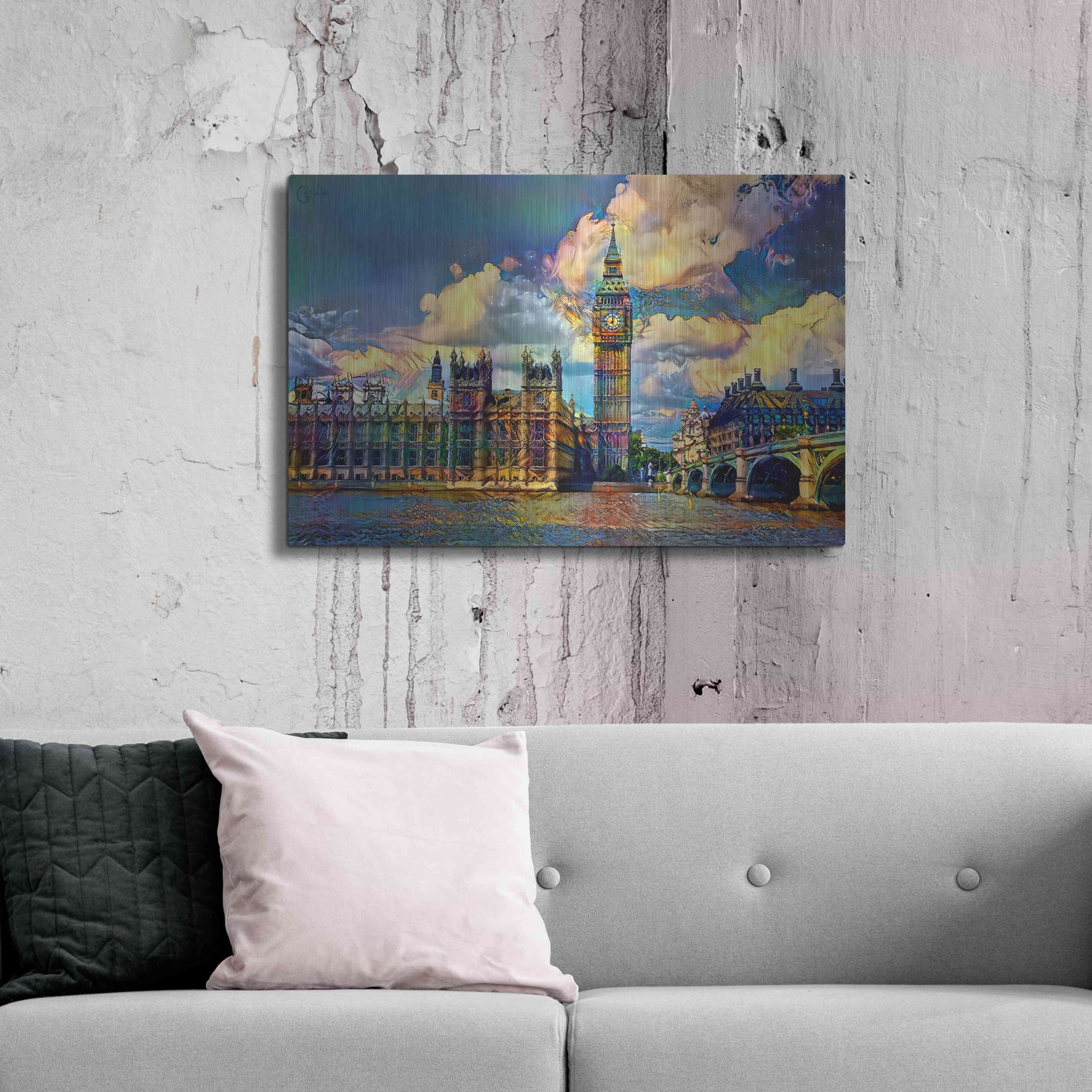 Luxe Metal Art 'London England Big Ben and Parliament' by Pedro Gavidia, Metal Wall Art,36x24