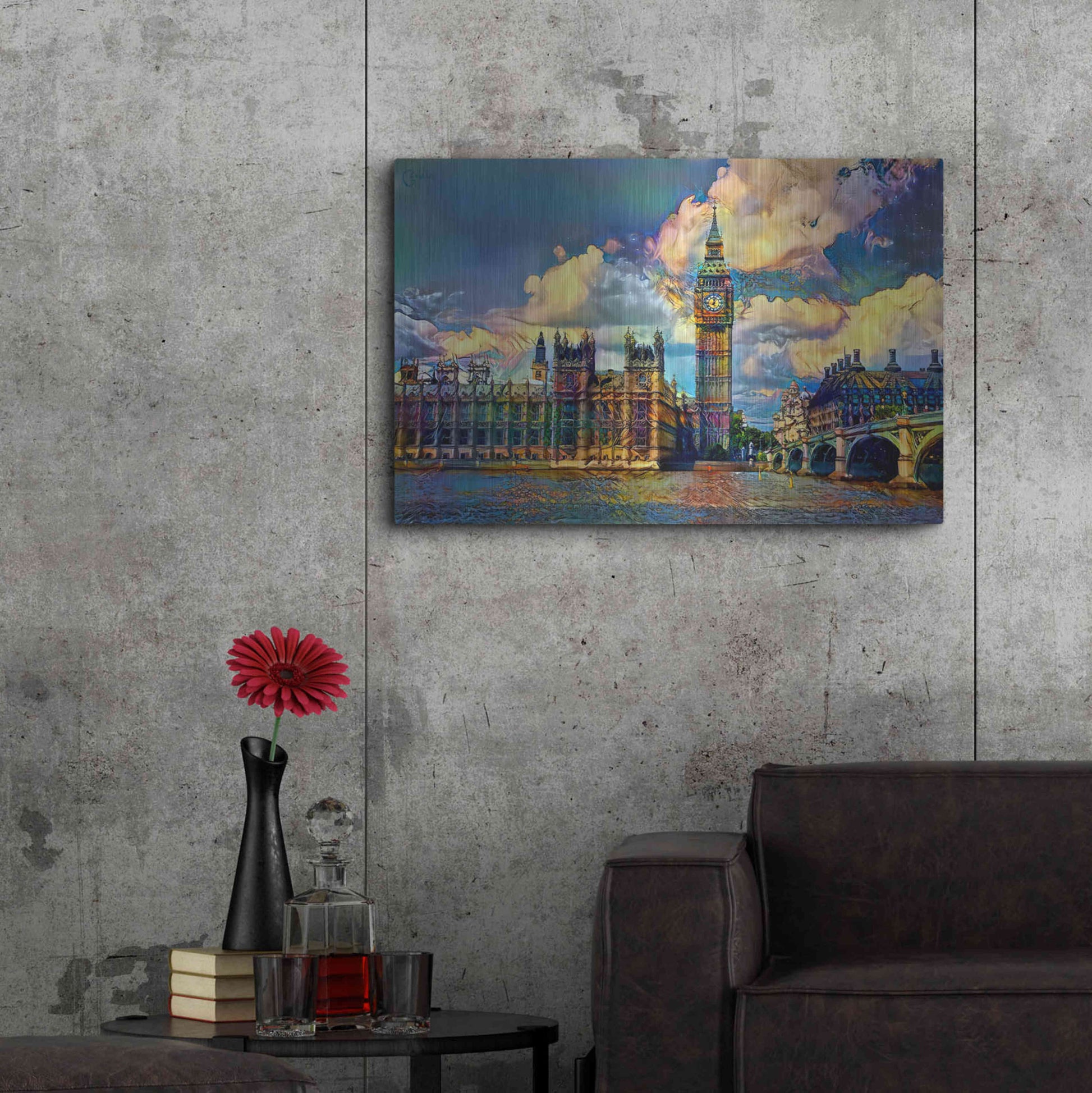 Luxe Metal Art 'London England Big Ben and Parliament' by Pedro Gavidia, Metal Wall Art,36x24
