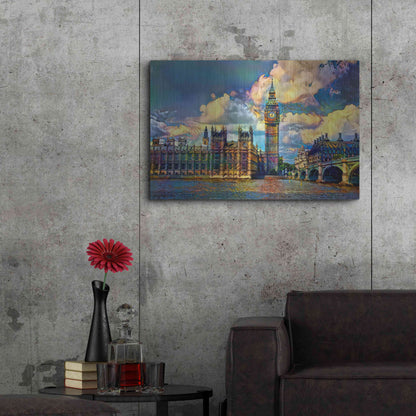 Luxe Metal Art 'London England Big Ben and Parliament' by Pedro Gavidia, Metal Wall Art,36x24