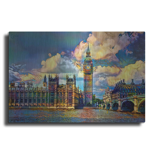 Luxe Metal Art 'London England Big Ben and Parliament' by Pedro Gavidia, Metal Wall Art