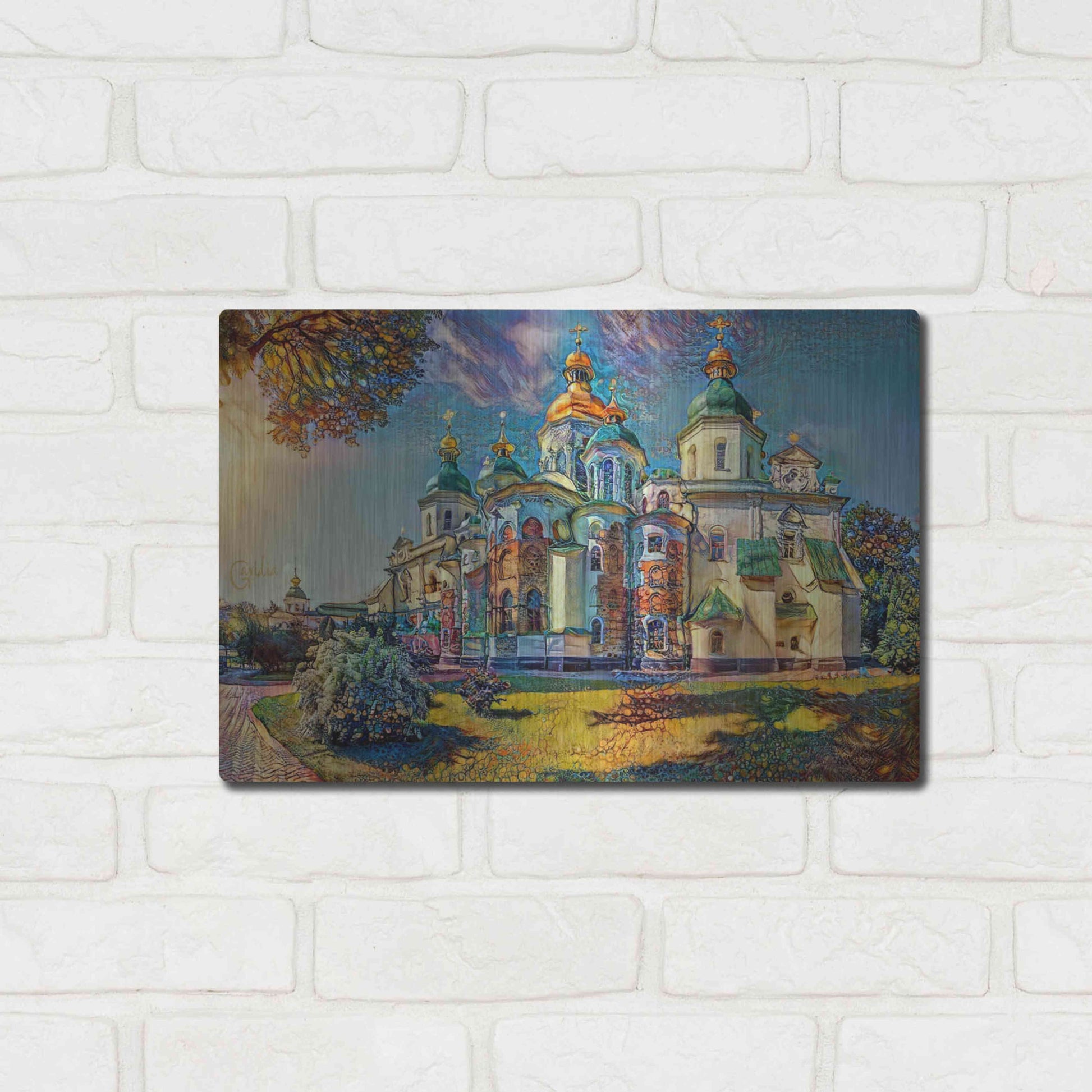 Luxe Metal Art 'Kyiv Ukraine Saint Sophia Cathedral' by Pedro Gavidia, Metal Wall Art,16x12