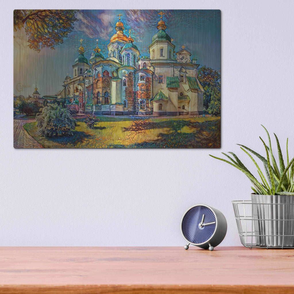 Luxe Metal Art 'Kyiv Ukraine Saint Sophia Cathedral' by Pedro Gavidia, Metal Wall Art,16x12