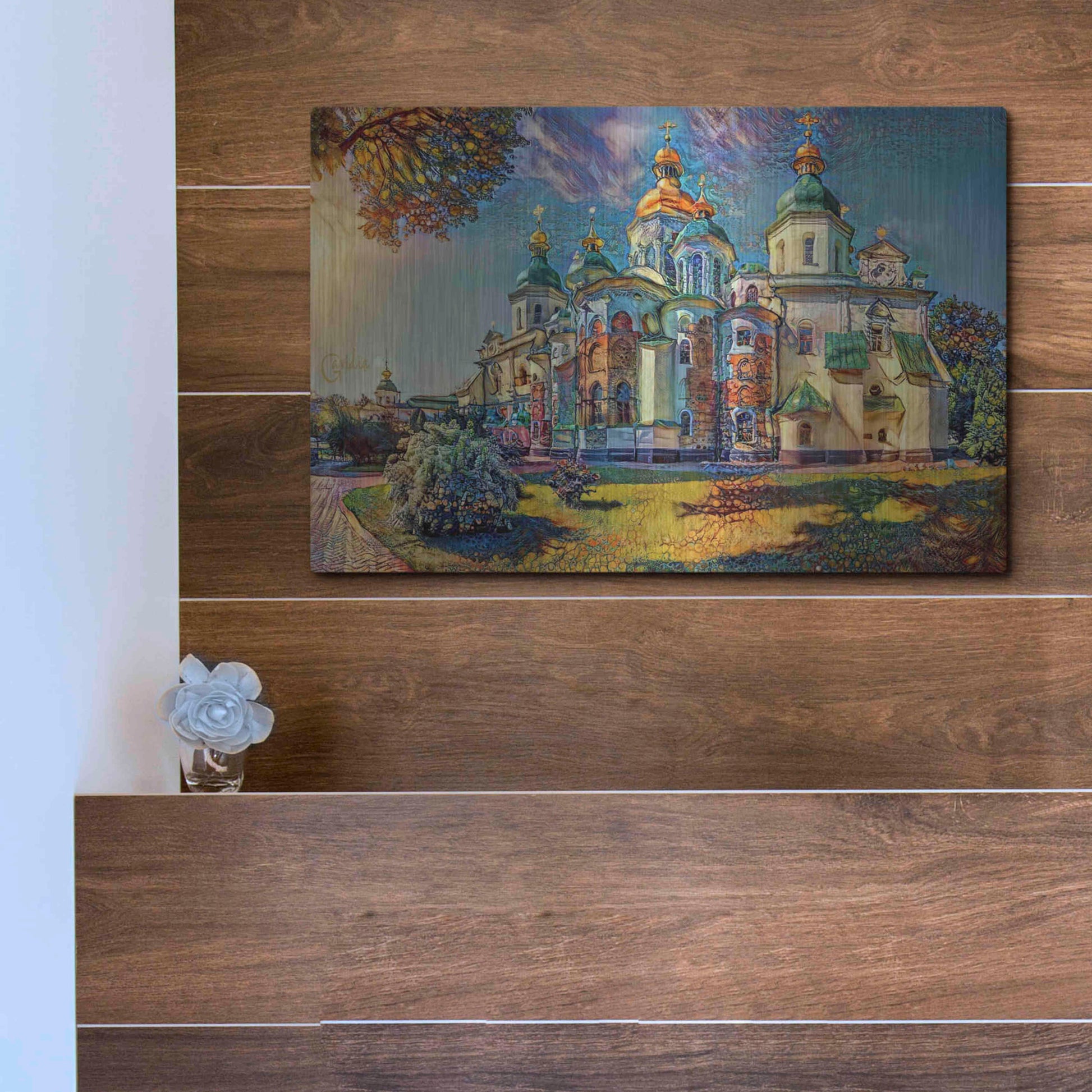 Luxe Metal Art 'Kyiv Ukraine Saint Sophia Cathedral' by Pedro Gavidia, Metal Wall Art,16x12