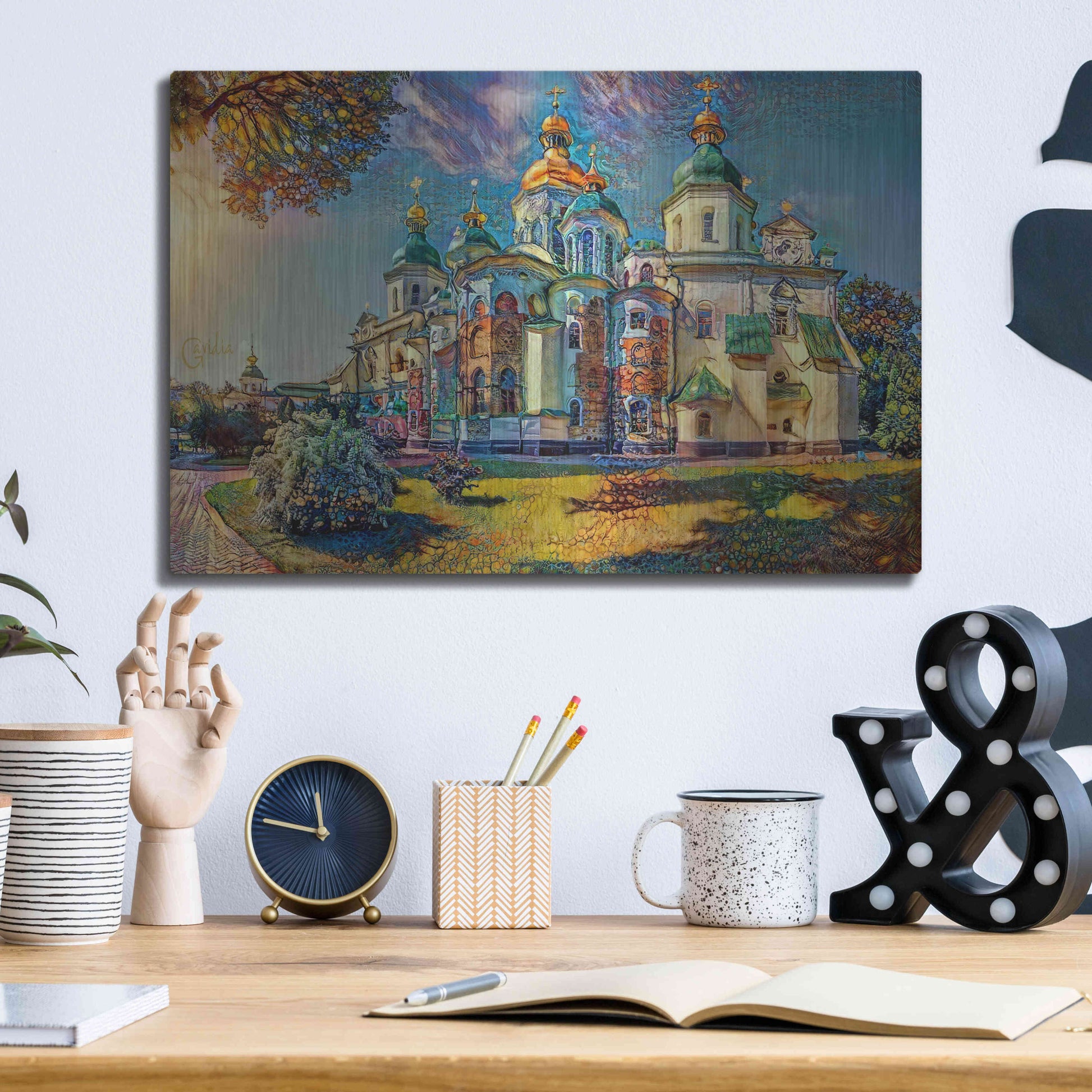 Luxe Metal Art 'Kyiv Ukraine Saint Sophia Cathedral' by Pedro Gavidia, Metal Wall Art,16x12