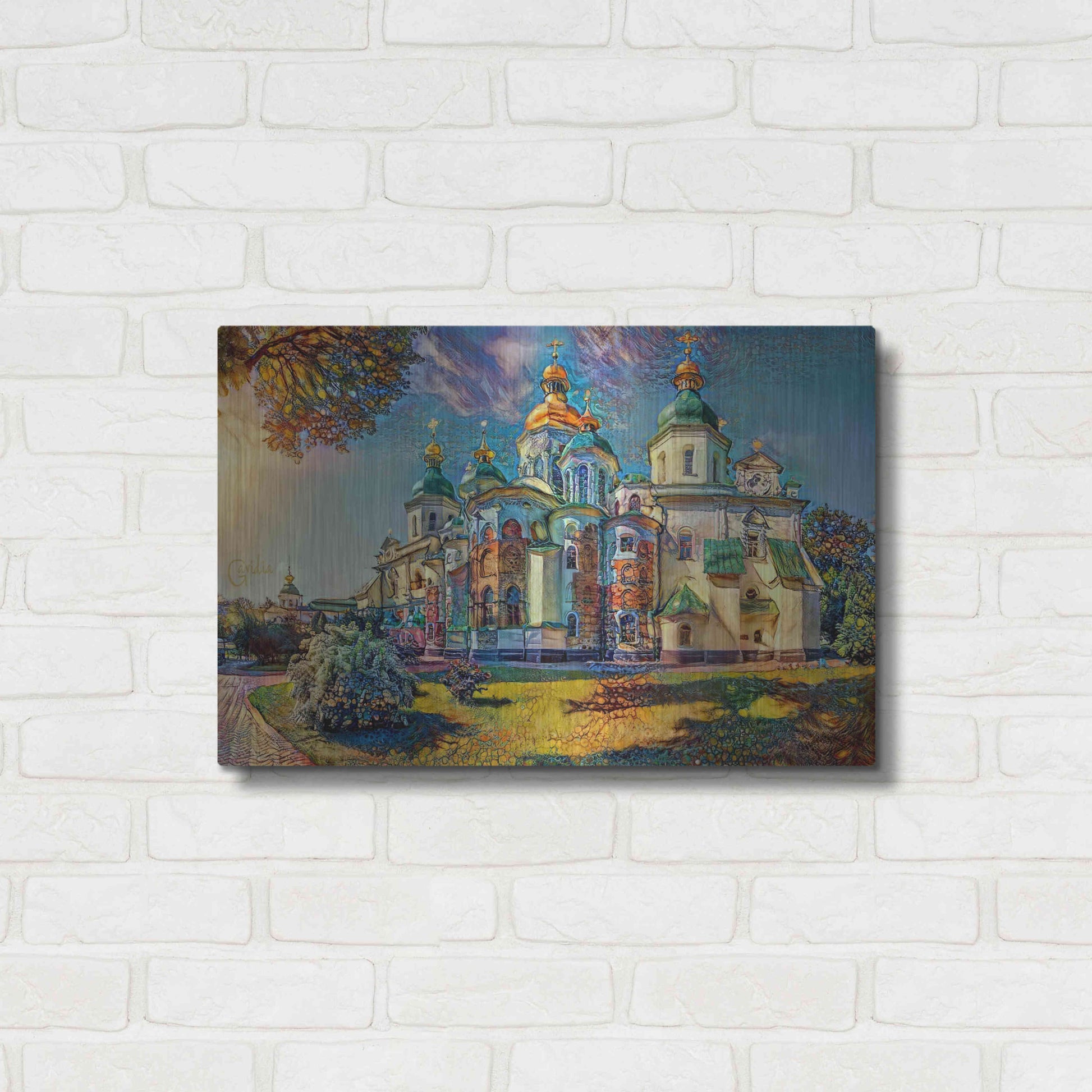 Luxe Metal Art 'Kyiv Ukraine Saint Sophia Cathedral' by Pedro Gavidia, Metal Wall Art,24x16
