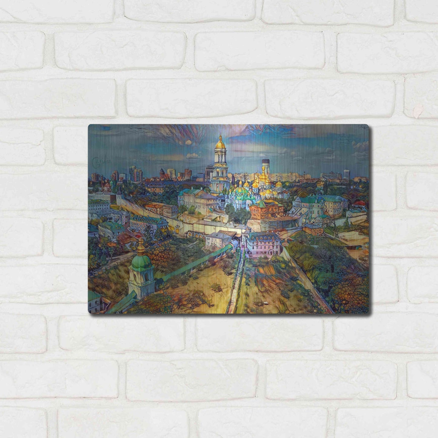 Luxe Metal Art 'Kyiv Ukraine City' by Pedro Gavidia, Metal Wall Art,16x12