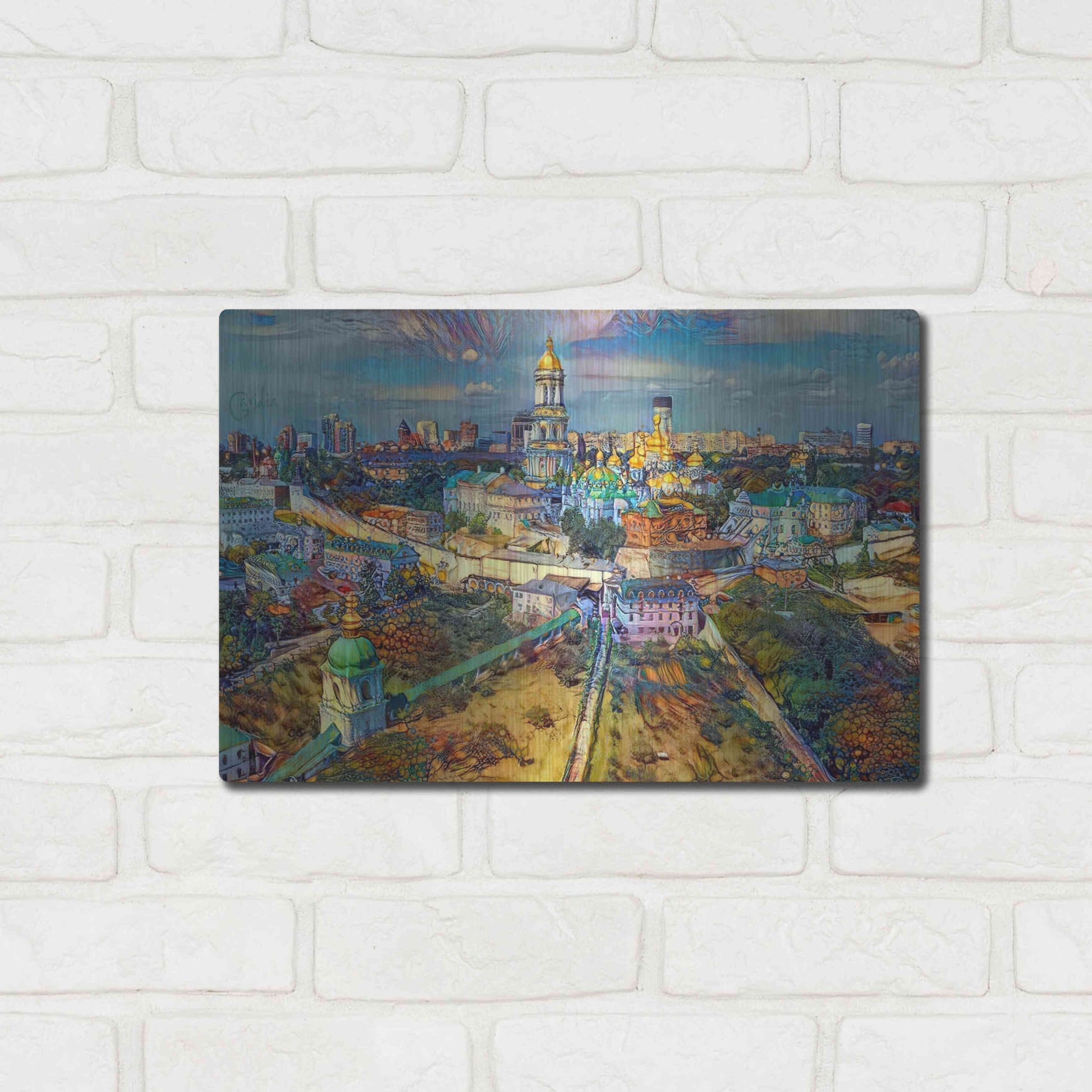 Luxe Metal Art 'Kyiv Ukraine City' by Pedro Gavidia, Metal Wall Art,16x12