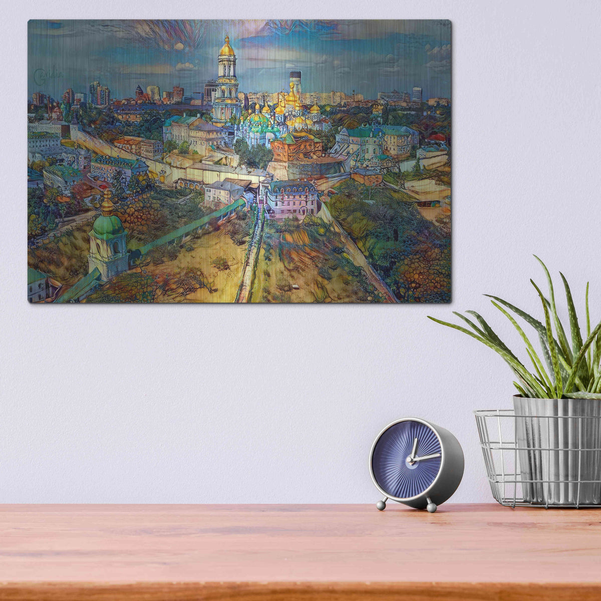 Luxe Metal Art 'Kyiv Ukraine City' by Pedro Gavidia, Metal Wall Art,16x12