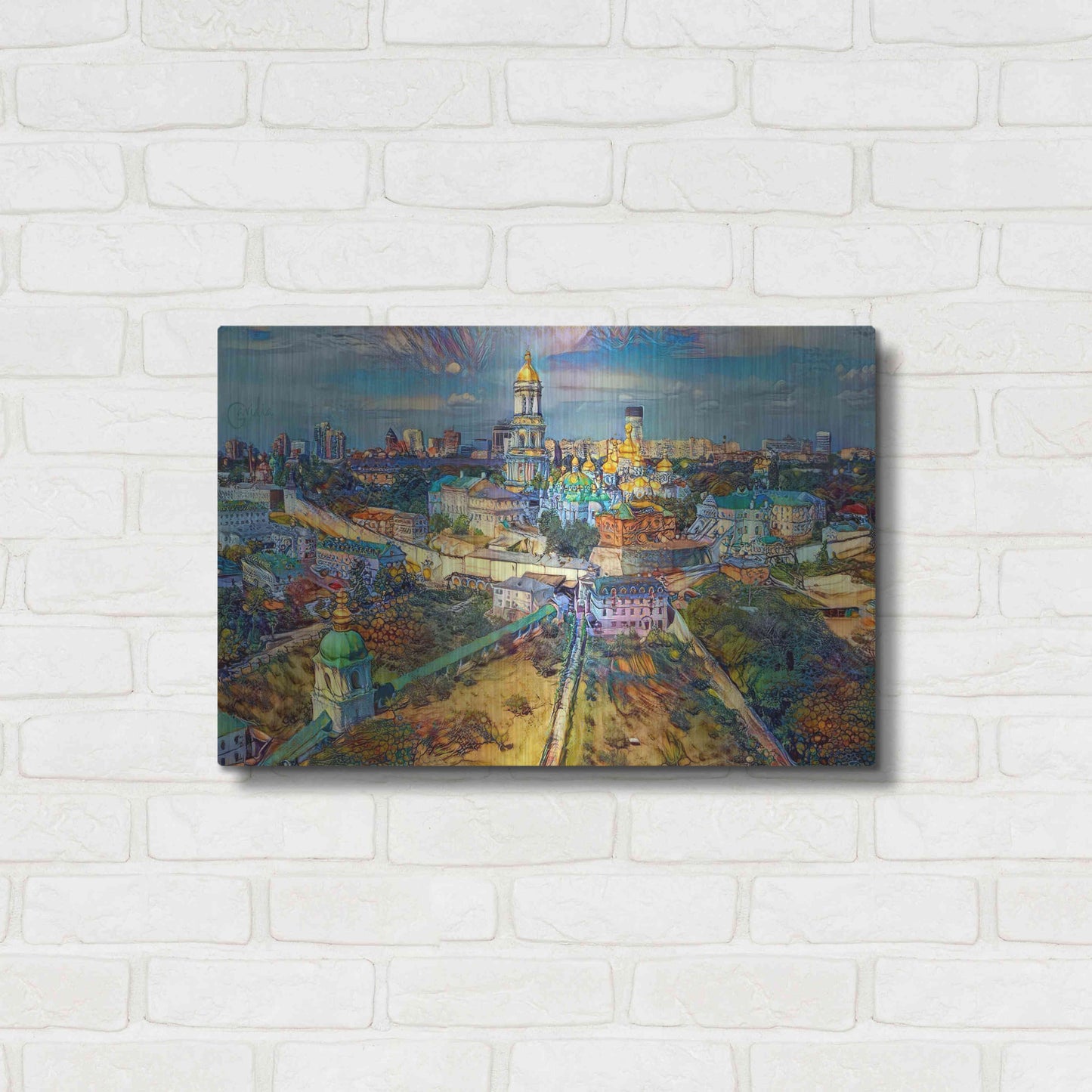 Luxe Metal Art 'Kyiv Ukraine City' by Pedro Gavidia, Metal Wall Art,24x16