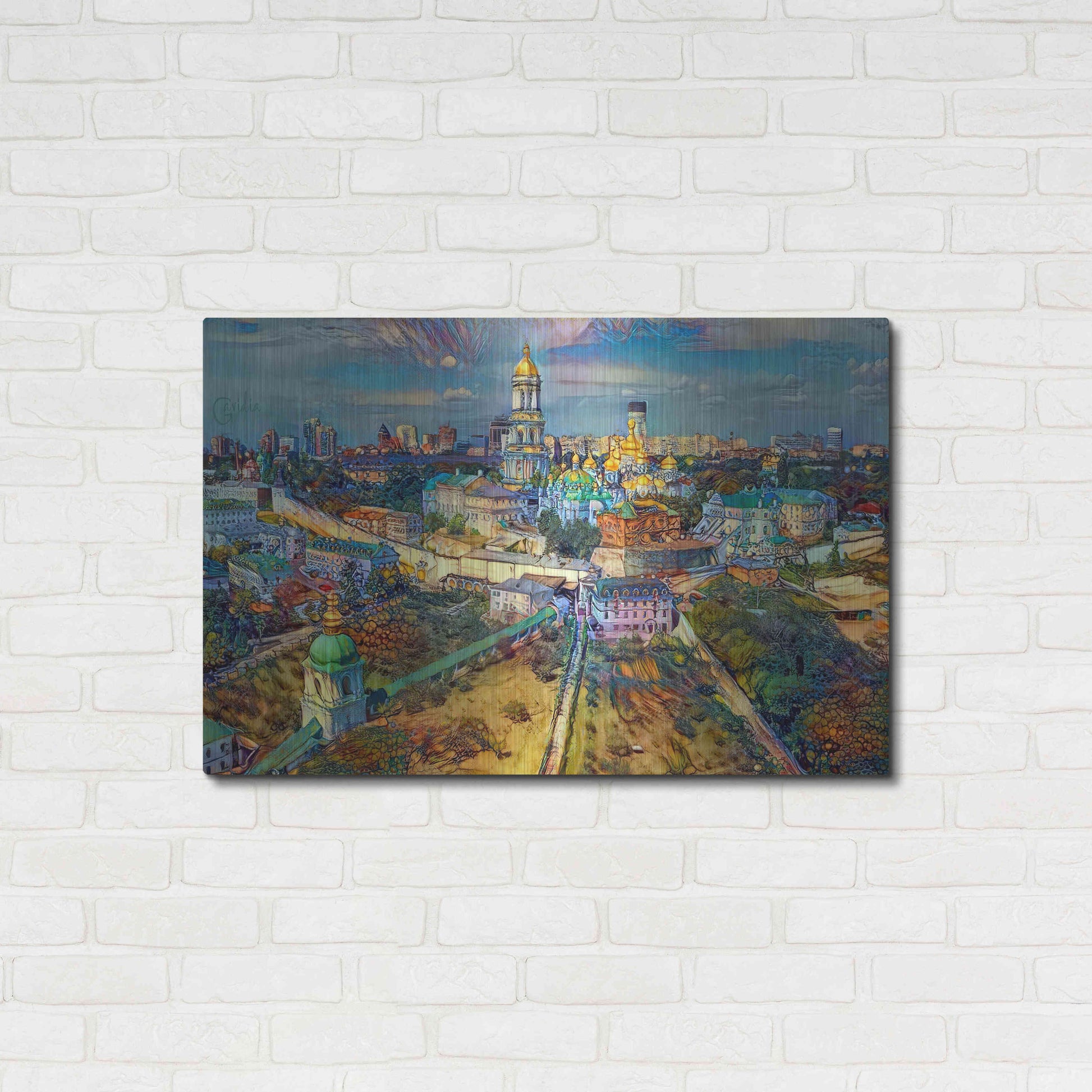 Luxe Metal Art 'Kyiv Ukraine City' by Pedro Gavidia, Metal Wall Art,36x24