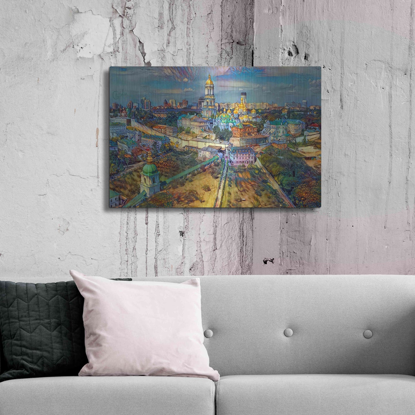 Luxe Metal Art 'Kyiv Ukraine City' by Pedro Gavidia, Metal Wall Art,36x24