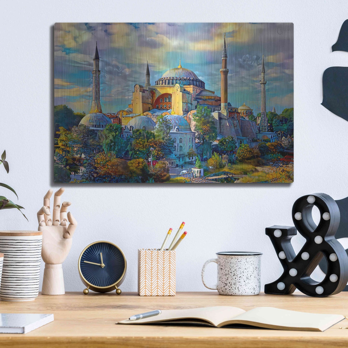Luxe Metal Art 'Istanbul Turkey Hagia Sophia' by Pedro Gavidia, Metal Wall Art,16x12