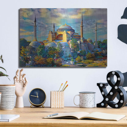 Luxe Metal Art 'Istanbul Turkey Hagia Sophia' by Pedro Gavidia, Metal Wall Art,16x12