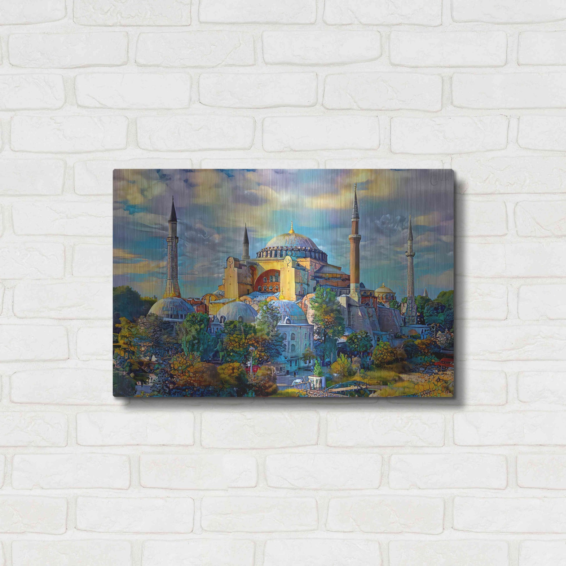 Luxe Metal Art 'Istanbul Turkey Hagia Sophia' by Pedro Gavidia, Metal Wall Art,24x16