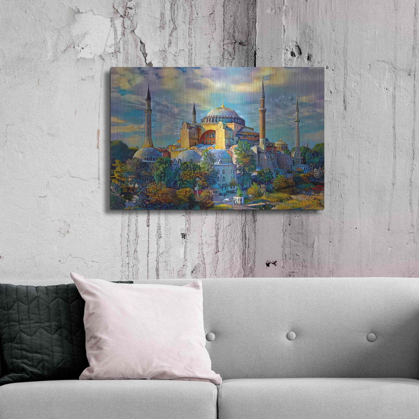 Luxe Metal Art 'Istanbul Turkey Hagia Sophia' by Pedro Gavidia, Metal Wall Art,36x24