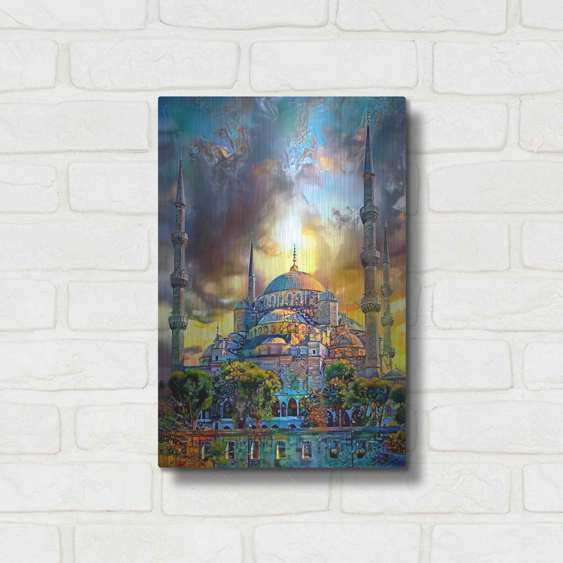 Luxe Metal Art 'Istanbul Turkey Blue Mosque' by Pedro Gavidia, Metal Wall Art,12x16