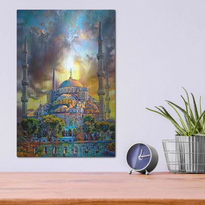 Luxe Metal Art 'Istanbul Turkey Blue Mosque' by Pedro Gavidia, Metal Wall Art,12x16