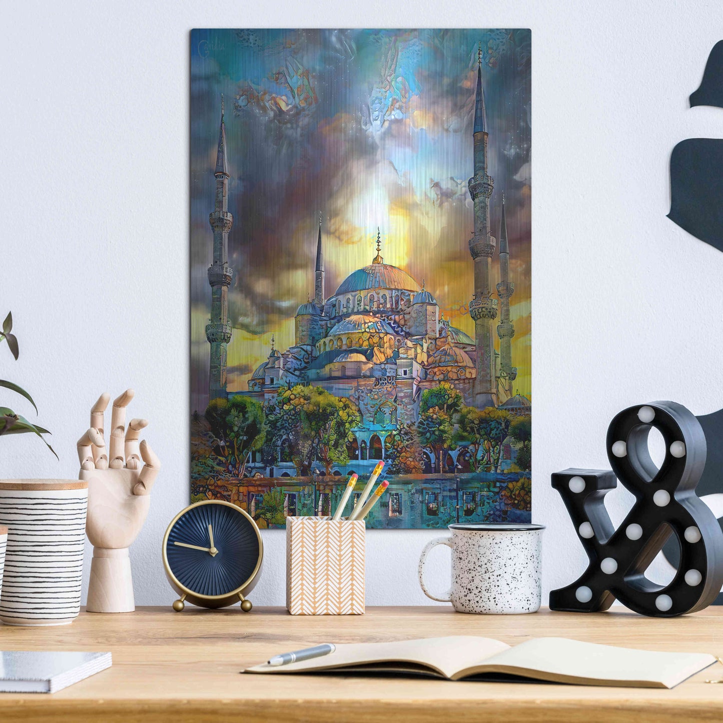 Luxe Metal Art 'Istanbul Turkey Blue Mosque' by Pedro Gavidia, Metal Wall Art,12x16