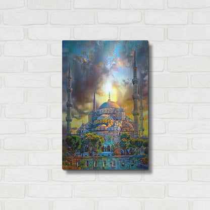 Luxe Metal Art 'Istanbul Turkey Blue Mosque' by Pedro Gavidia, Metal Wall Art,16x24