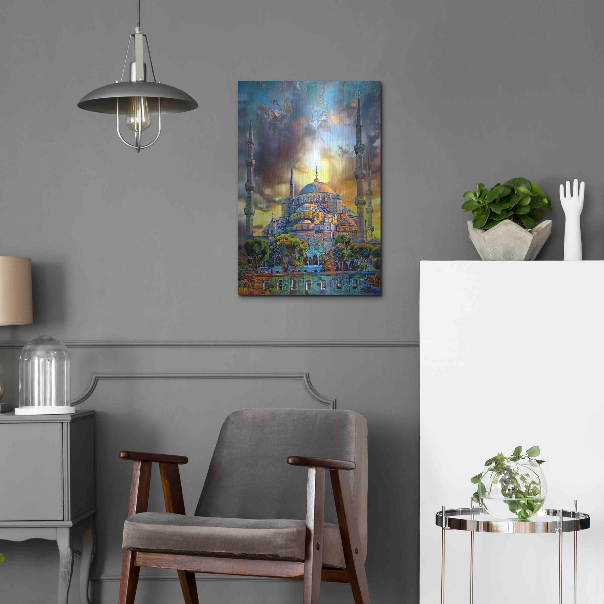 Luxe Metal Art 'Istanbul Turkey Blue Mosque' by Pedro Gavidia, Metal Wall Art,16x24