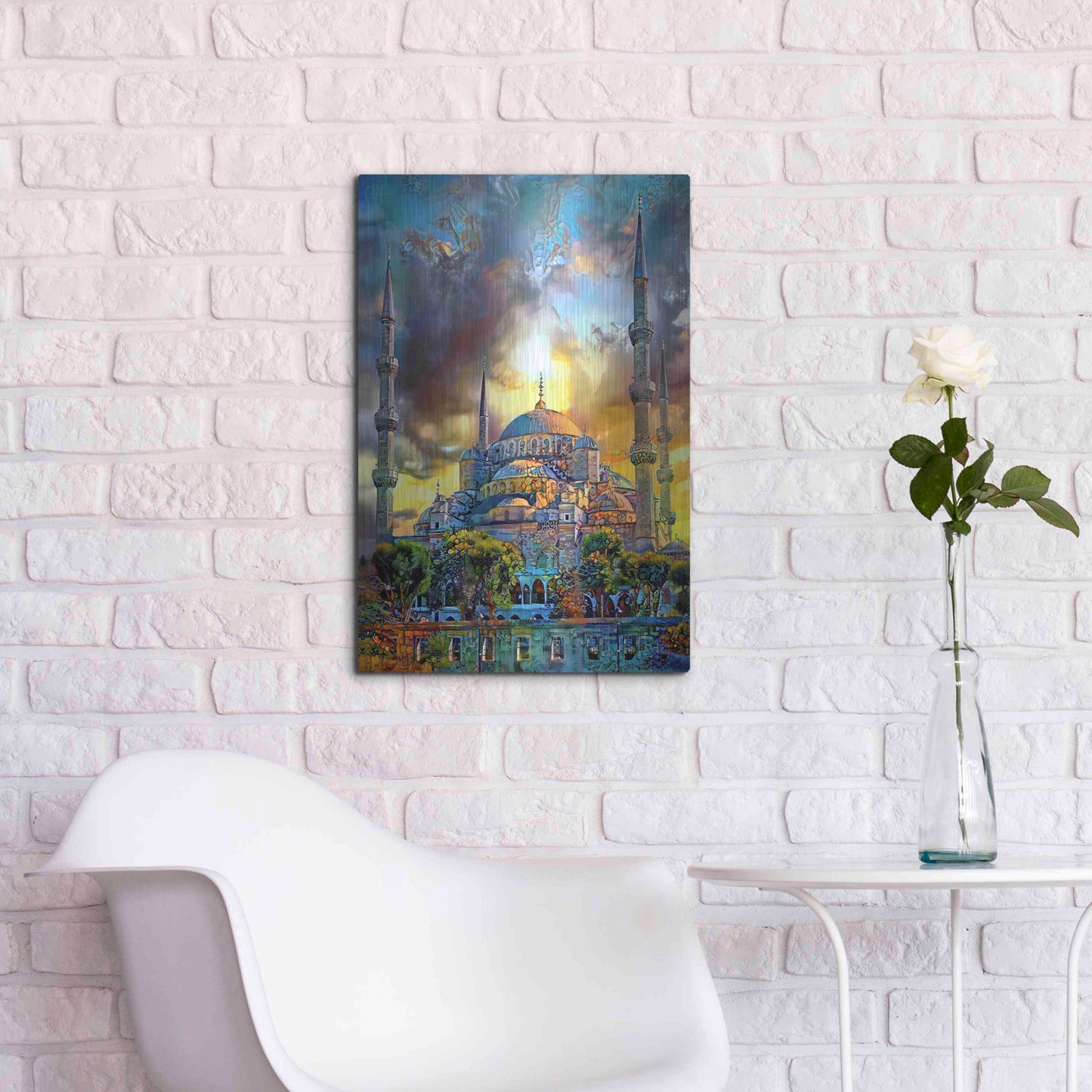 Luxe Metal Art 'Istanbul Turkey Blue Mosque' by Pedro Gavidia, Metal Wall Art,16x24