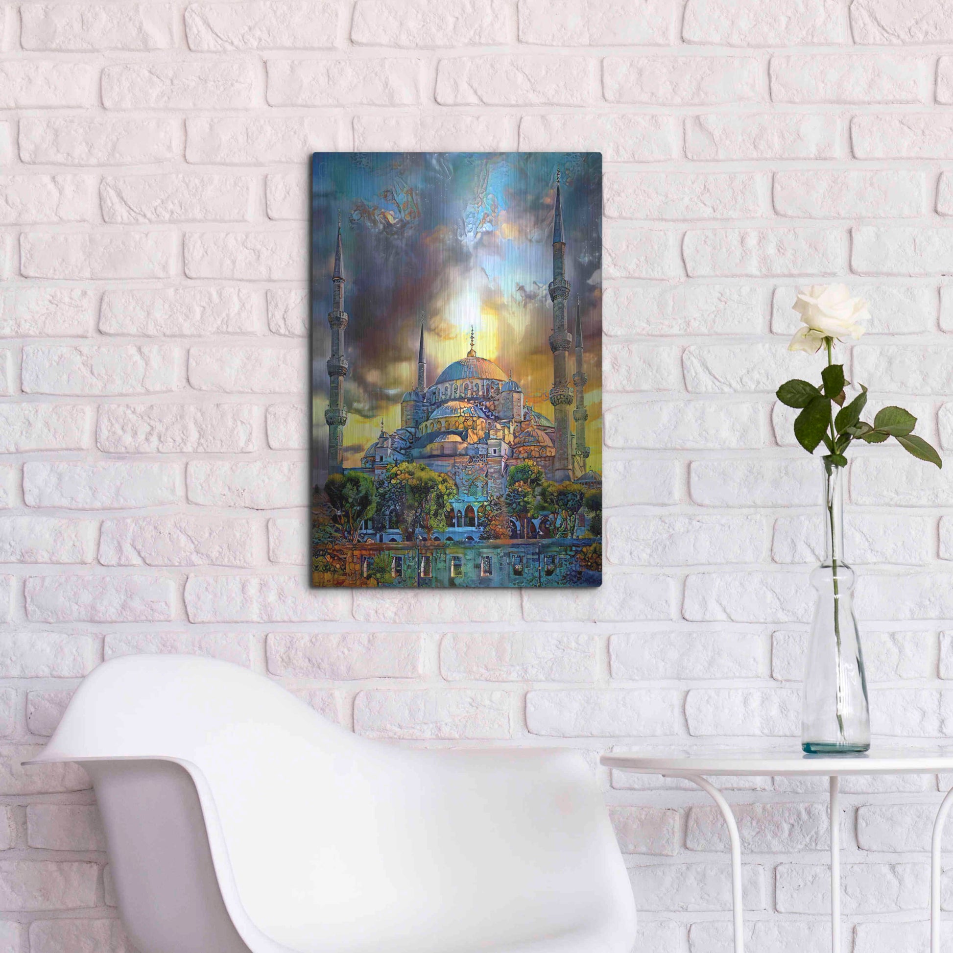 Luxe Metal Art 'Istanbul Turkey Blue Mosque' by Pedro Gavidia, Metal Wall Art,16x24