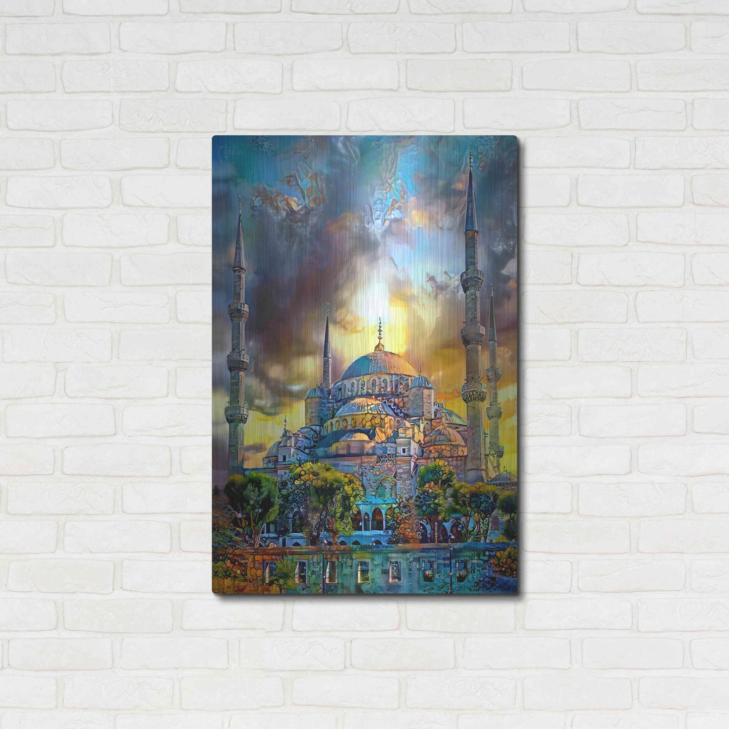 Luxe Metal Art 'Istanbul Turkey Blue Mosque' by Pedro Gavidia, Metal Wall Art,24x36
