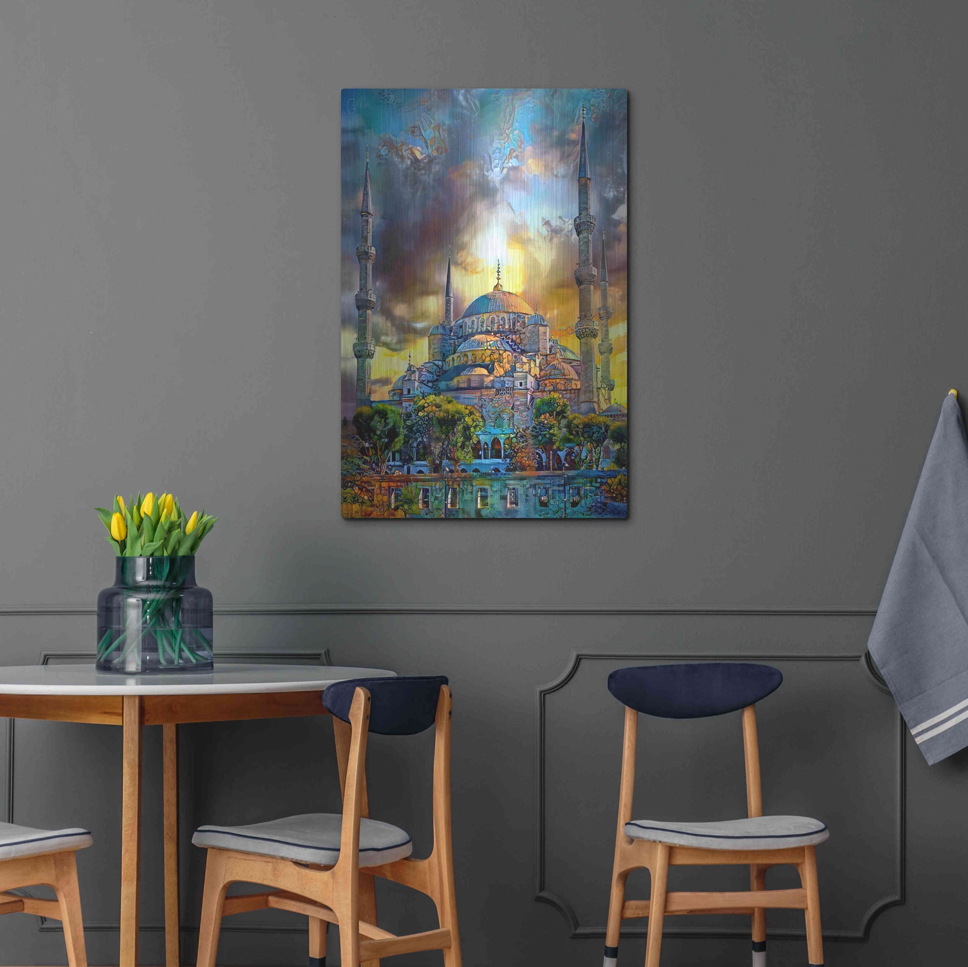 Luxe Metal Art 'Istanbul Turkey Blue Mosque' by Pedro Gavidia, Metal Wall Art,24x36