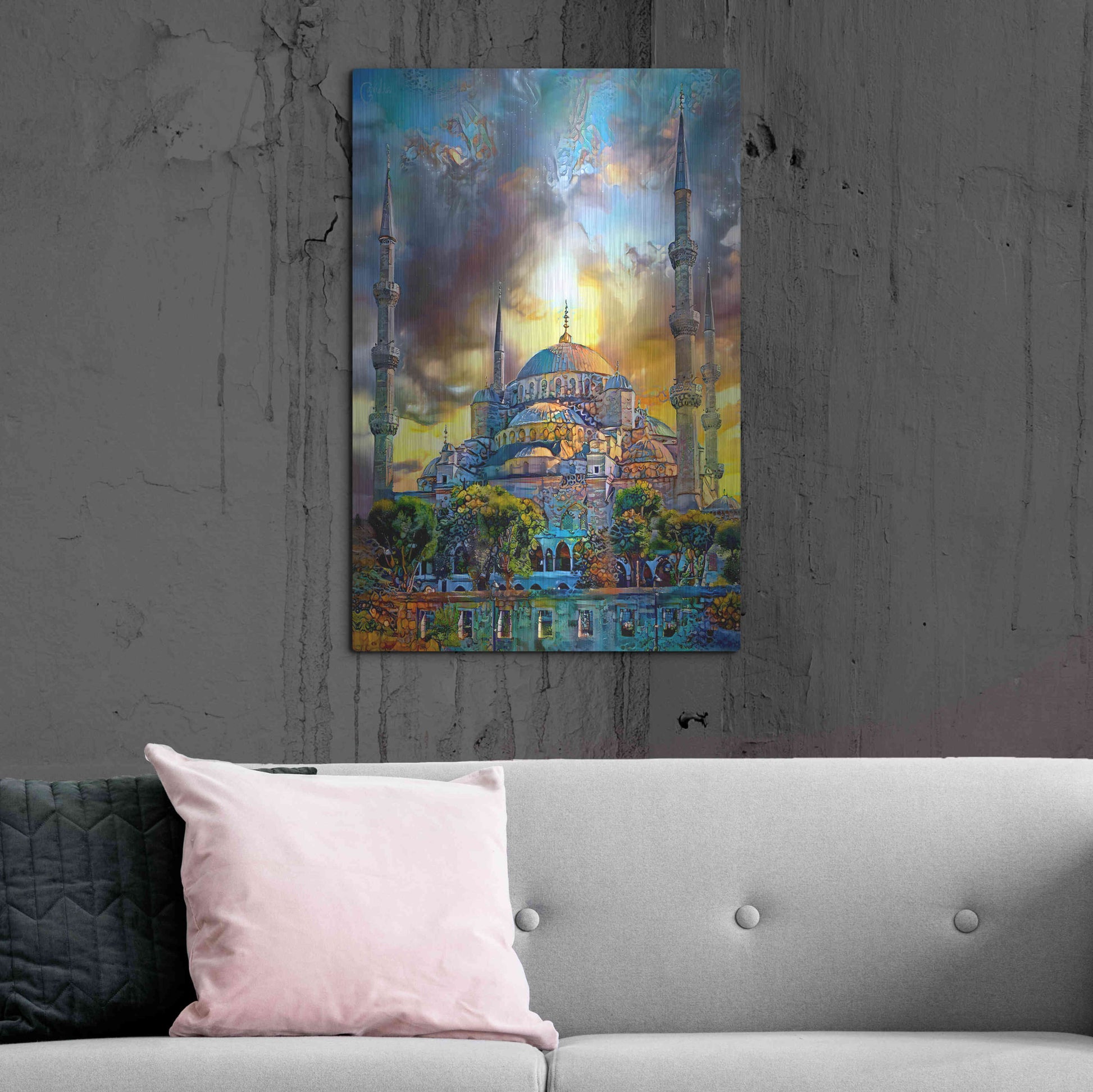 Luxe Metal Art 'Istanbul Turkey Blue Mosque' by Pedro Gavidia, Metal Wall Art,24x36