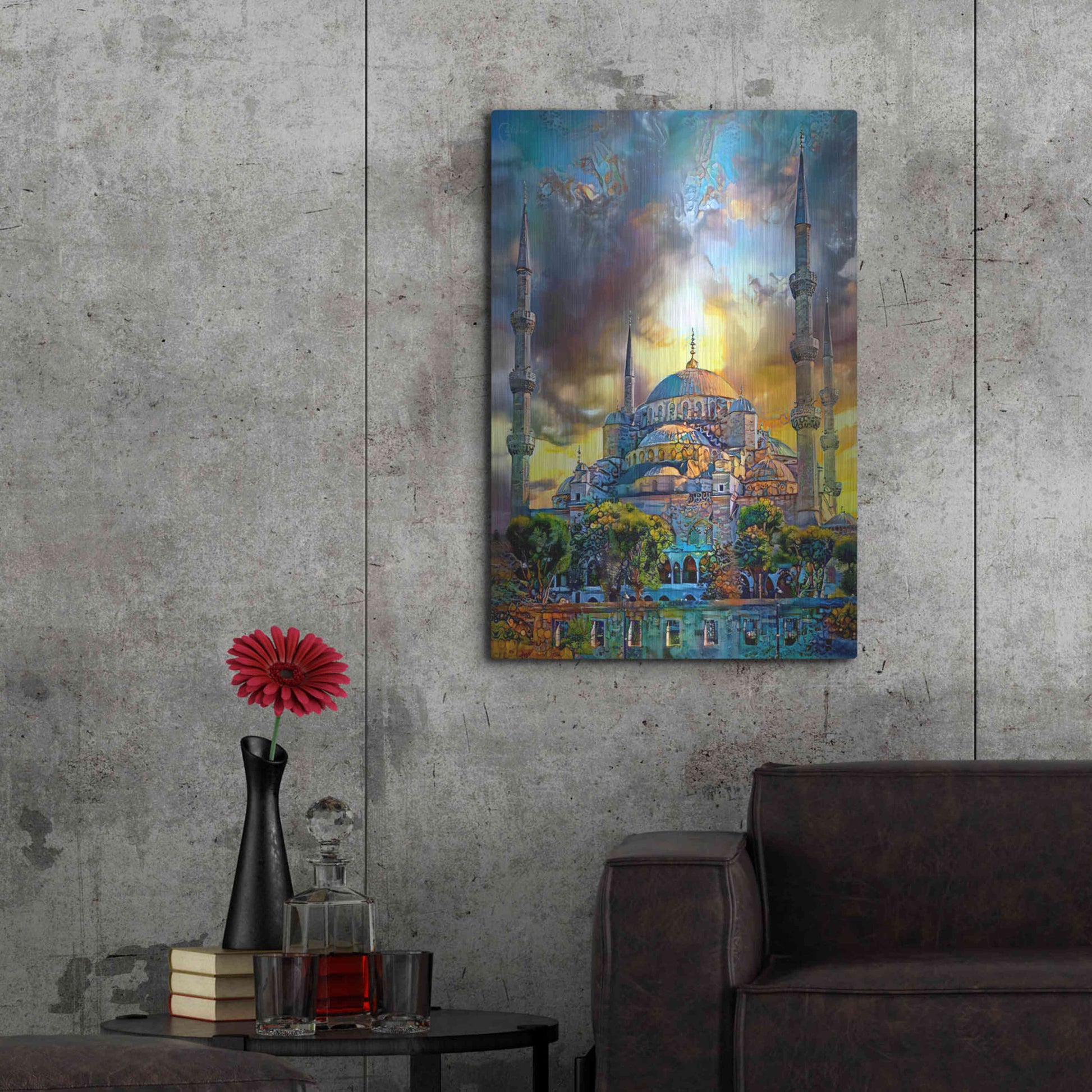 Luxe Metal Art 'Istanbul Turkey Blue Mosque' by Pedro Gavidia, Metal Wall Art,24x36