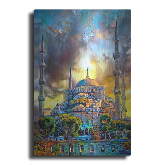 Luxe Metal Art 'Istanbul Turkey Blue Mosque' by Pedro Gavidia, Metal Wall Art