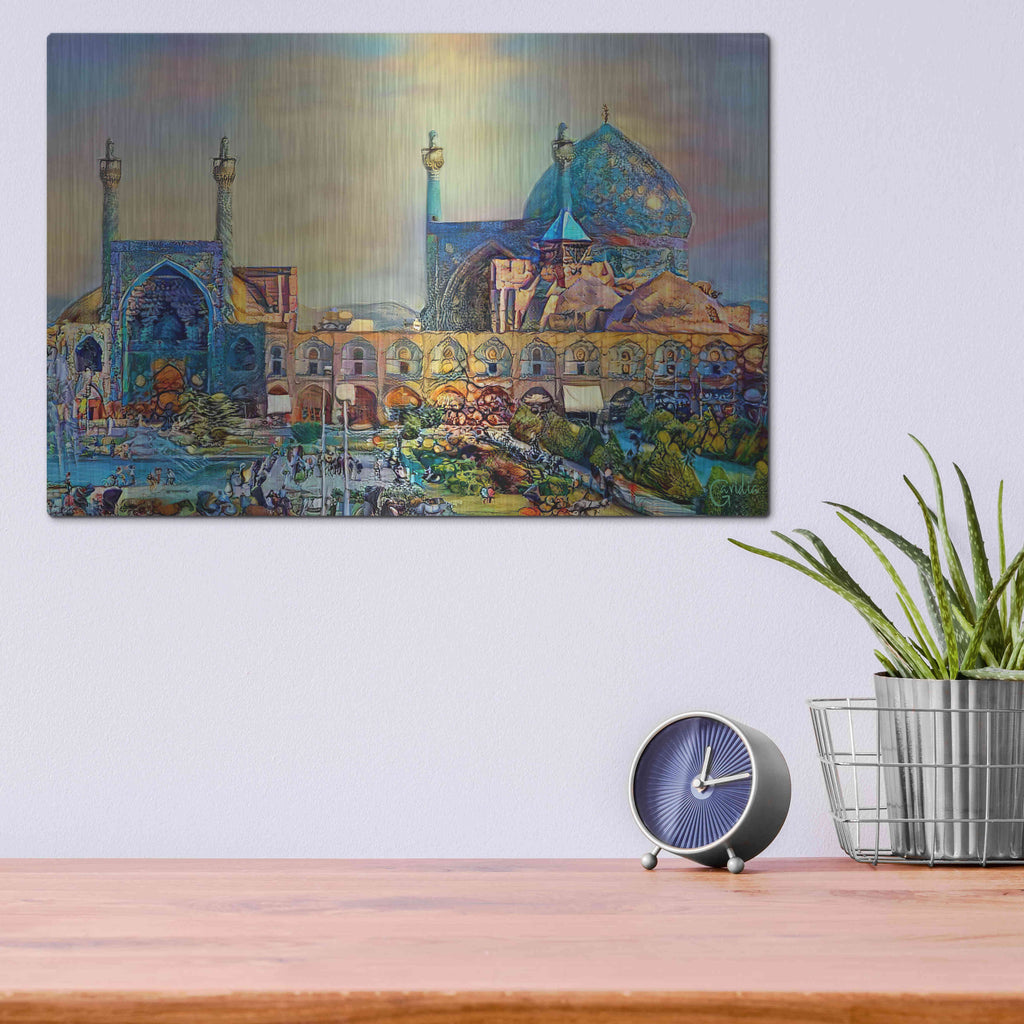 Luxe Metal Art 'Isfahan Iran Imam Khomeini Mosque' by Pedro Gavidia, Metal Wall Art,16x12