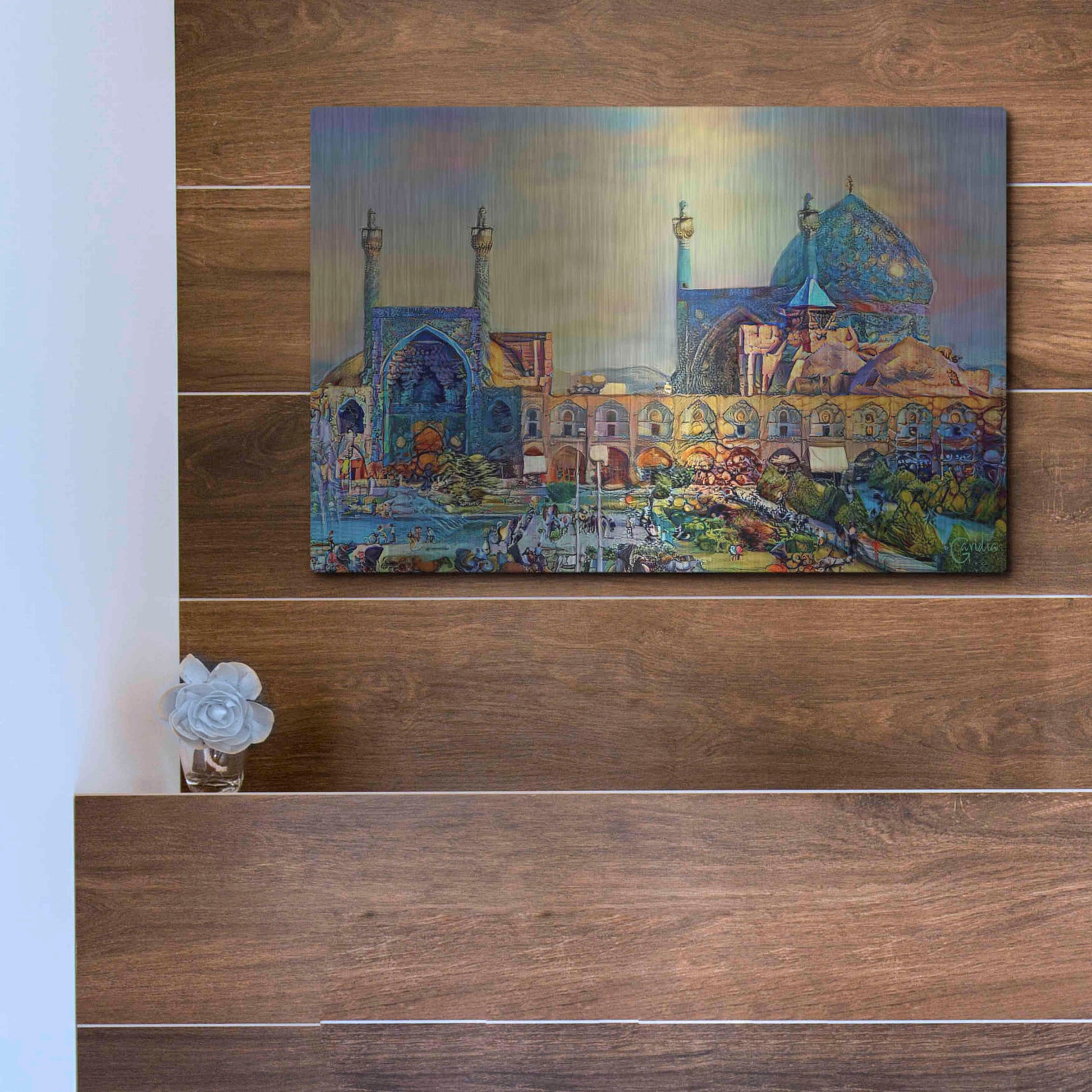 Luxe Metal Art 'Isfahan Iran Imam Khomeini Mosque' by Pedro Gavidia, Metal Wall Art,16x12