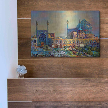 Luxe Metal Art 'Isfahan Iran Imam Khomeini Mosque' by Pedro Gavidia, Metal Wall Art,16x12