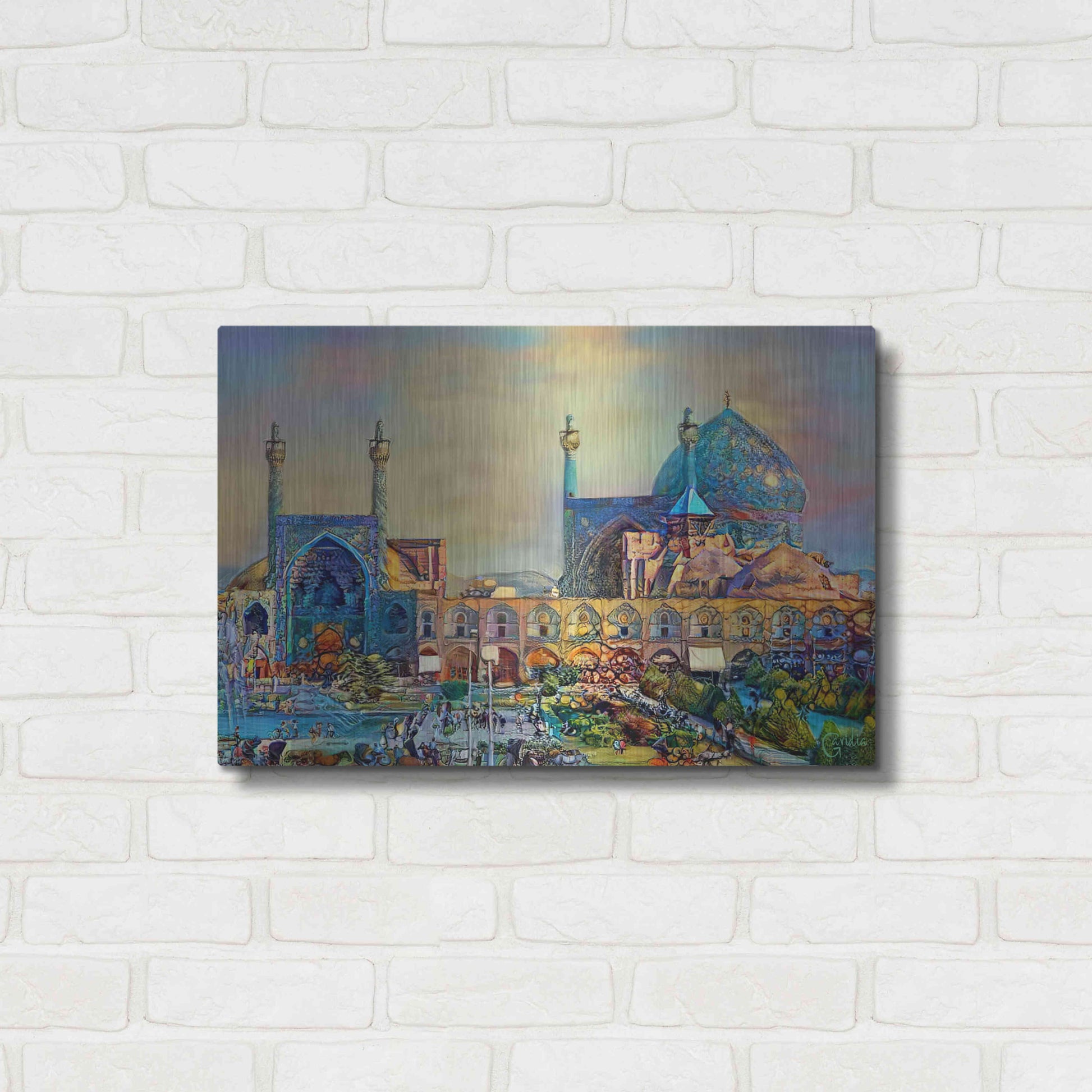 Luxe Metal Art 'Isfahan Iran Imam Khomeini Mosque' by Pedro Gavidia, Metal Wall Art,24x16