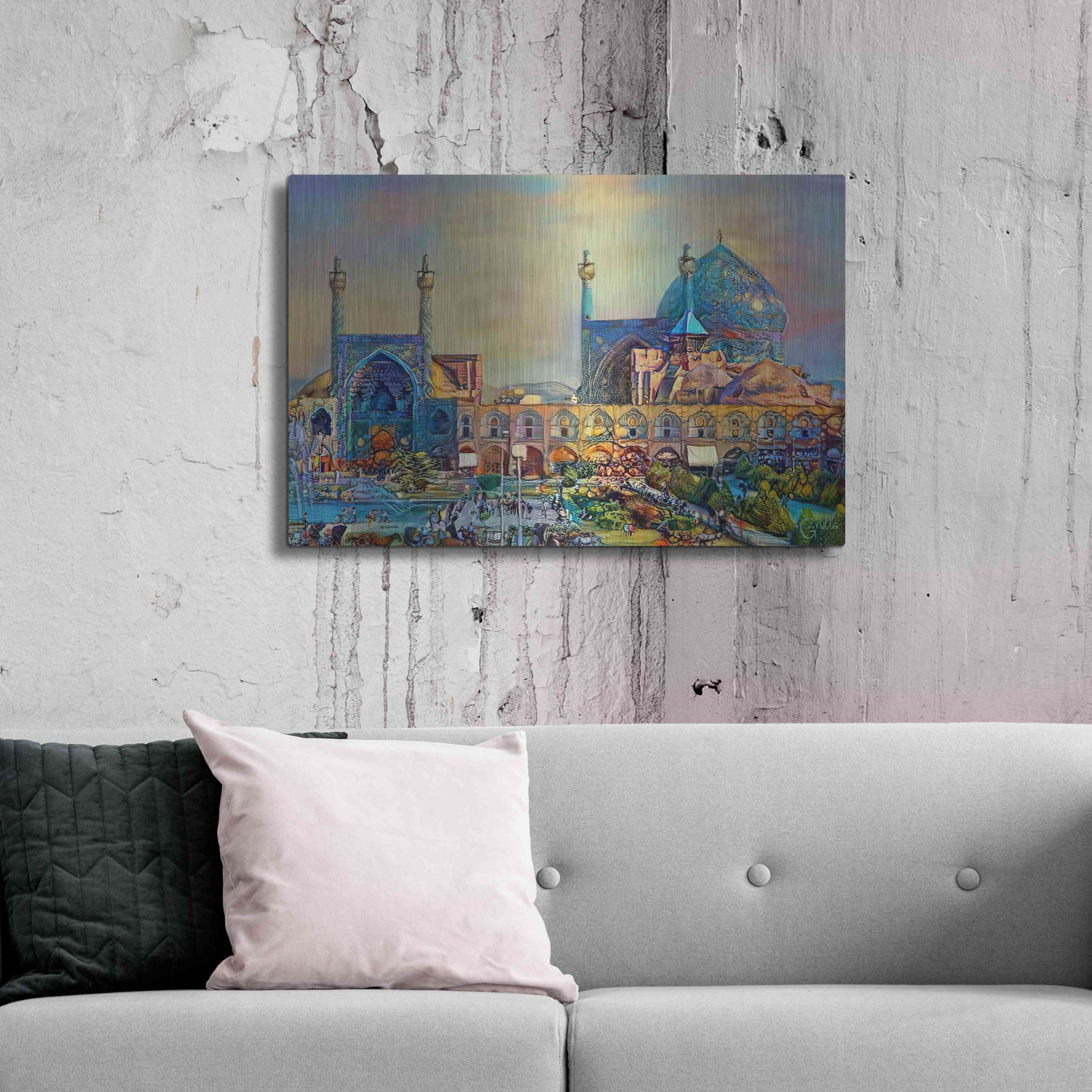 Luxe Metal Art 'Isfahan Iran Imam Khomeini Mosque' by Pedro Gavidia, Metal Wall Art,36x24