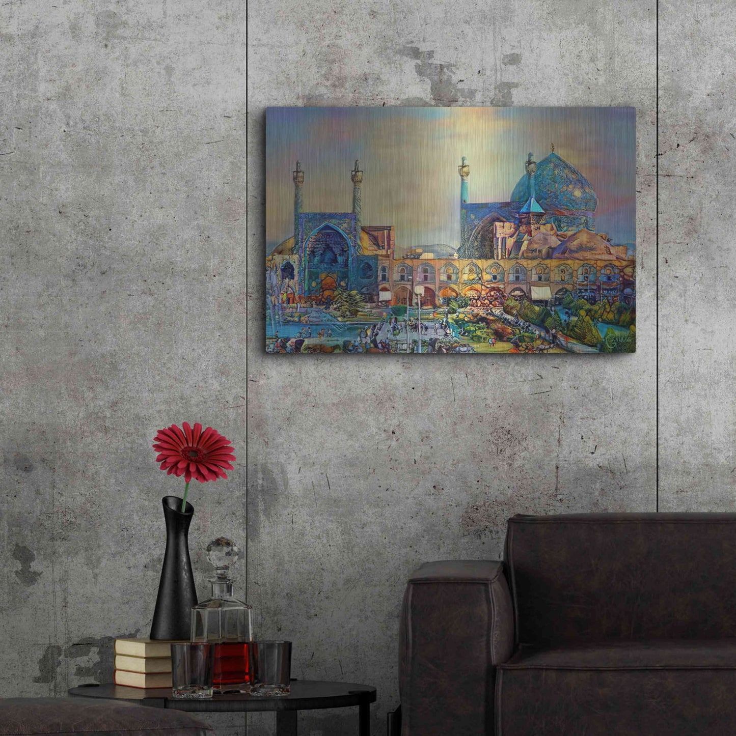 Luxe Metal Art 'Isfahan Iran Imam Khomeini Mosque' by Pedro Gavidia, Metal Wall Art,36x24