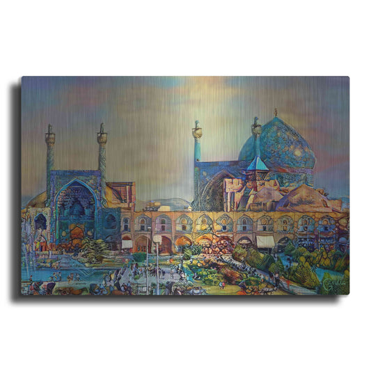 Luxe Metal Art 'Isfahan Iran Imam Khomeini Mosque' by Pedro Gavidia, Metal Wall Art