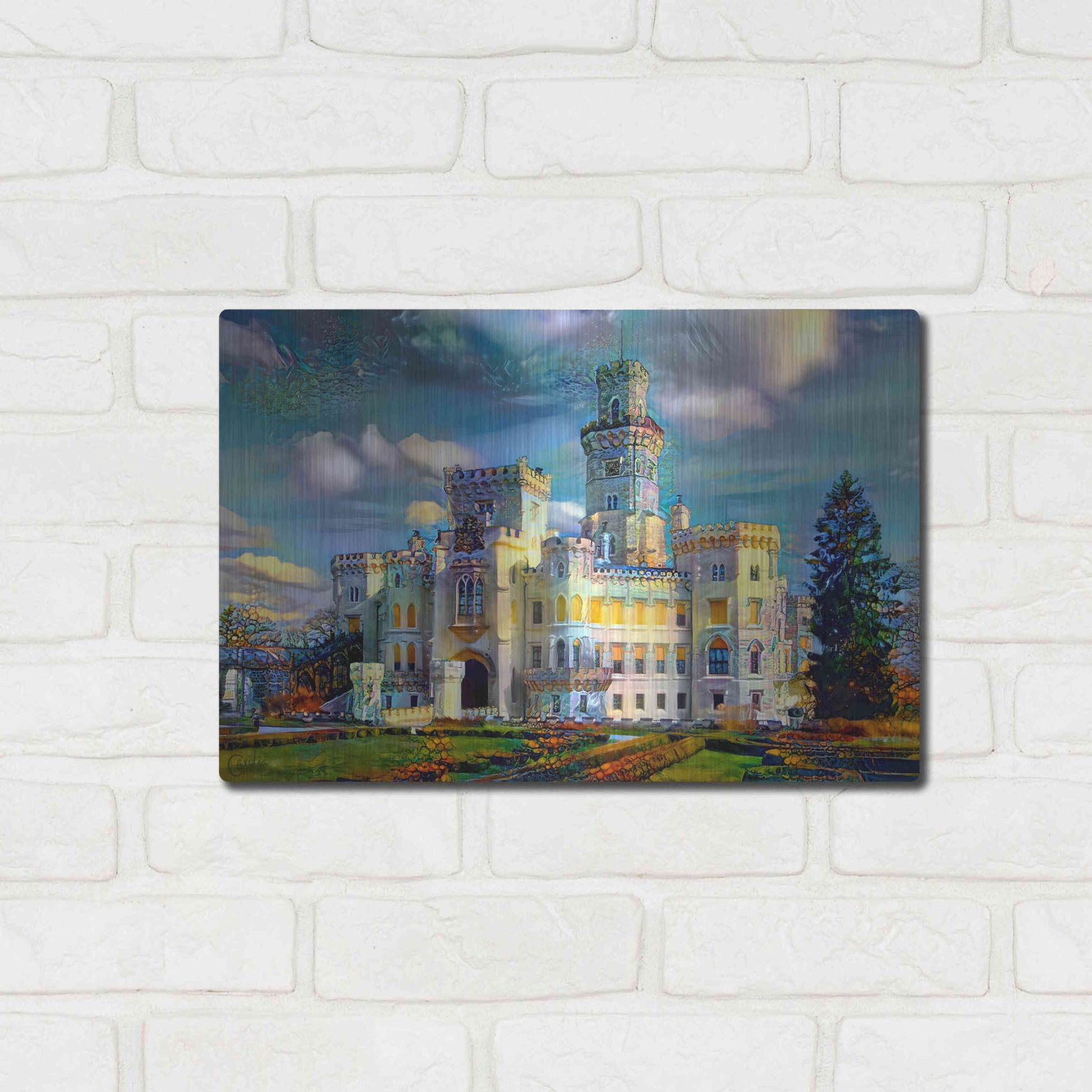 Luxe Metal Art 'Hluboka nad Vltavou Czech Republic Hluboka Castle' by Pedro Gavidia, Metal Wall Art,16x12