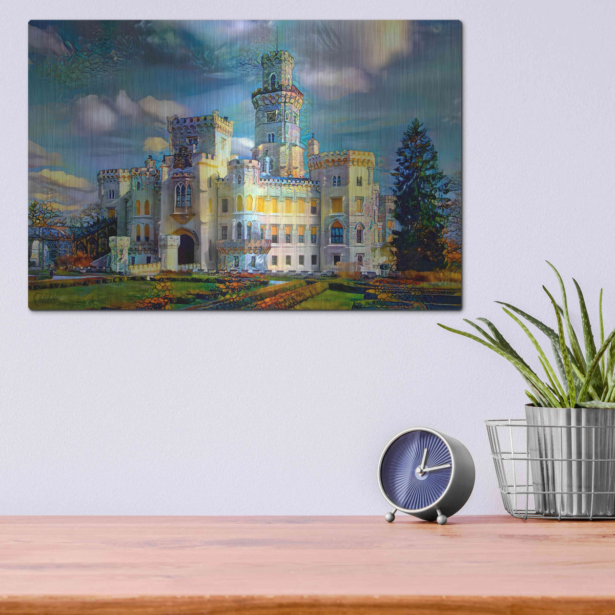 Luxe Metal Art 'Hluboka nad Vltavou Czech Republic Hluboka Castle' by Pedro Gavidia, Metal Wall Art,16x12