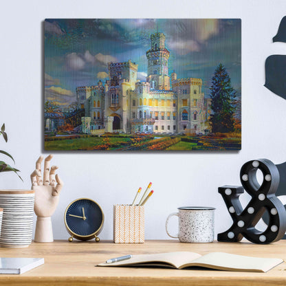 Luxe Metal Art 'Hluboka nad Vltavou Czech Republic Hluboka Castle' by Pedro Gavidia, Metal Wall Art,16x12